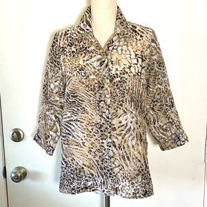 Alia Abstract Button Down Top